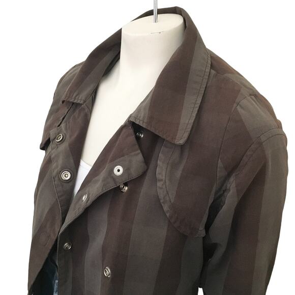 VTG STUSSY Double Breasted Check Plaid Quilted Jacket in Army green  Y2K  SZ S - Picture 5 of 16